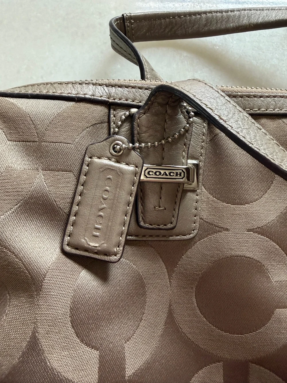 Coach Taupe Signature Satchel